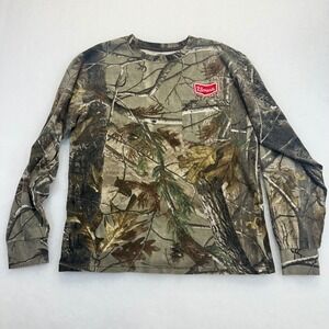 Russell Outdoors Mens Realtree Camo Long Sleeve Pocket T-Shirt Small Klements